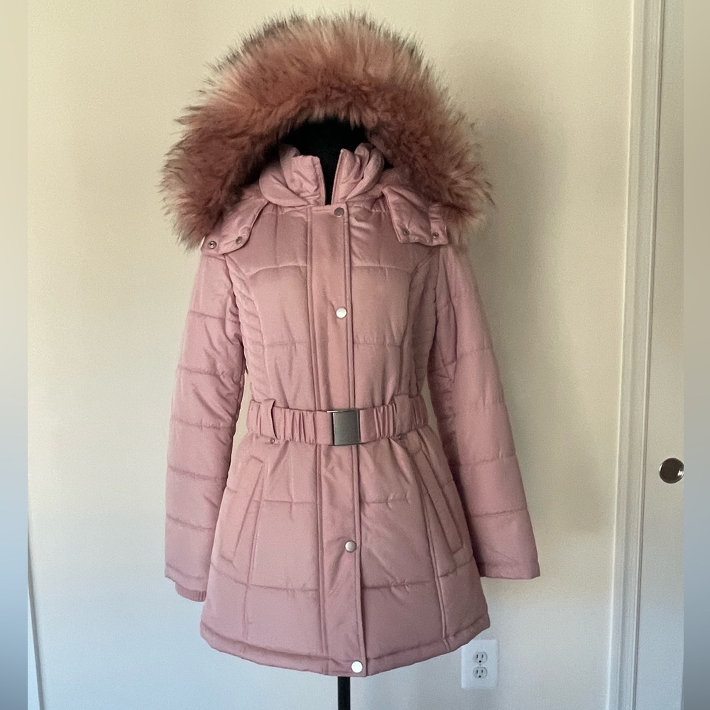 Pink Puffy 3/4 coat Sz S